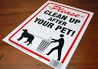 画像1: アメリカ製「CLEAN UP AFTER YOUR PET」サインプレート・新品