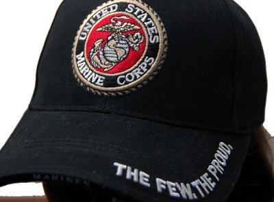 画像1: 帽子 メンズ ミリタリー キャップ ROTHCO ロスコ ブランド US MARINE 公認 USMC エンブレム 刺繍 /ブラック 黒