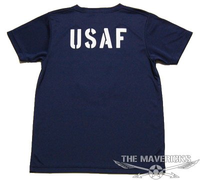 画像1: 水陸両用 ラッシュガード にも使える ドライ Tシャツ メンズ 半袖 USAF エアフォース / ネイビー 紺