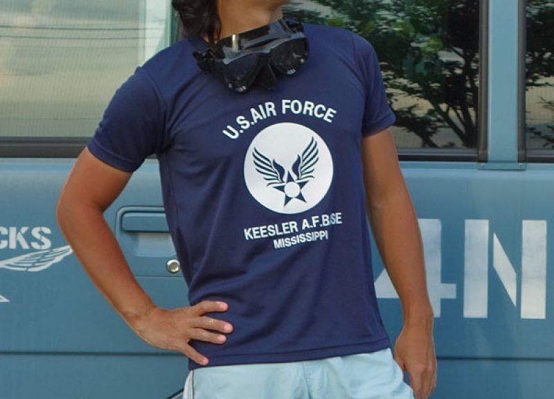 画像3: 水陸両用 ラッシュガード にも使える ドライ Tシャツ メンズ 半袖 USAF エアフォース / ネイビー 紺