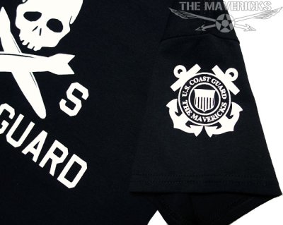 画像2: ミリタリーTシャツ 半袖 U.S.CoastGuard アメリカ沿岸警備隊 スカル / ブラック 黒