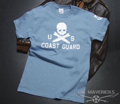 画像3: THE MAVERICKS ミリタリーTシャツ 半袖 U.S.CoastGuard アメリカ沿岸警備隊 スカル / ブルーグレー