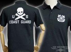 画像1: U.S.CoastGuard(アメリカ沿岸警備隊)スカル・DRYポロシャツ/ブラック (1)