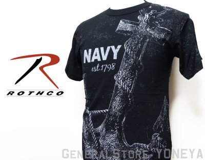 画像2: Tシャツ 半袖 U.S.NAVY 公認 アンカー 錨 ミリタリー ROTHCO / 黒 ブラック
