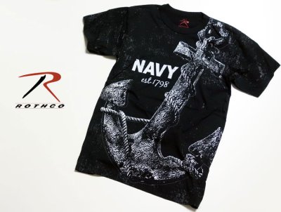 画像1: Tシャツ 半袖 U.S.NAVY 公認 アンカー 錨 ミリタリー ROTHCO / 黒 ブラック