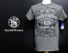 画像1: 「SMITH&WESSON」オフィシャルライセンス・プリントＴシャツ/グレー (1)