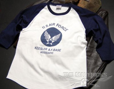 画像3: USAFエアフォース・７分丈ラグラン袖Tシャツ・白×紺