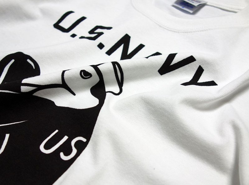 画像1: 極厚 スーパーヘビーウェイト生地 ミリタリーTシャツ 米海軍ペンギン USS.PENGUIN / 白 ホワイト