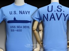 画像1: ミリタリーTシャツ メンズ 半袖 サブマリン NAVY 米海軍/ブルー (1)
