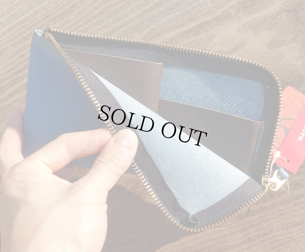 画像9: 長財布 メンズ 本革 日本製 栃木レザー ジップウォレット コインケース / キャメル ネイビー ブラウン (9)