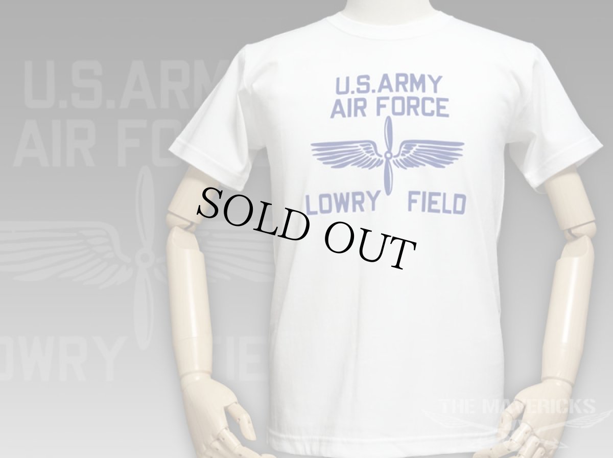 画像1: SALE 極厚 スーパーヘビーウェイト フロッキー Tシャツ LOWRY FIELD "ARMYエアフォース米陸軍航空隊" / 白 ホワイト (1)