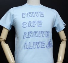 画像7: MVRX 半袖 Ｔシャツ DRIVE SAFE モデル / 水色 ライトブルー バイク プリント (7)