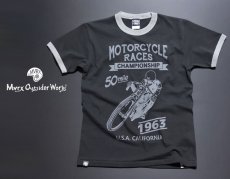 画像4: MVRX 半袖 リンガー Ｔシャツ MOTORCYCLE RACE モデル / スミ黒 ブラック グレー (4)