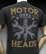 画像7: MVRX 半袖 Ｔシャツ MOTORHEADS モデル / スミ黒 ブラック バイク 車 プリント (7)