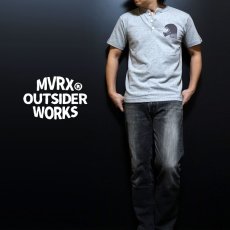 画像2: MVRX 半袖 ヘンリーネックＴシャツ GOGGLE モデル / 杢グレー バイク ゴーグル プリント (2)