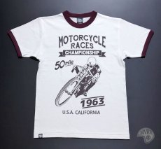 画像7: MVRX 半袖 リンガー Ｔシャツ MOTORCYCLE RACE モデル / 白 ホワイト バーガンディ (7)