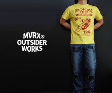画像1: MVRX 半袖 Ｔシャツ MOTORCYCLE RACE モデル / 黄 イエロー バイク プリント (1)