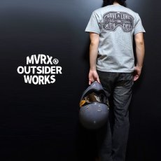 画像1: MVRX 半袖 ヘンリーネックＴシャツ GOGGLE モデル / 杢グレー バイク ゴーグル プリント (1)