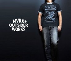 画像2: MVRX 半袖 リンガー Ｔシャツ MOTORCYCLE RACE モデル / スミ黒 ブラック グレー (2)
