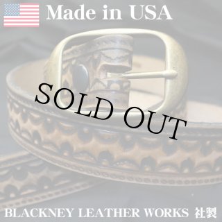 アメリカ製 レザー ベルト 本革 カービング ベルト 新品 / ブラック 黒