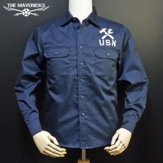 画像7: THE MAVERICKS 長袖 ワークシャツ 米海軍 REPAIR BASE モデル 紺 ネイビー (7)