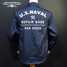 画像8: THE MAVERICKS 長袖 ワークシャツ 米海軍 REPAIR BASE モデル 紺 ネイビー (8)