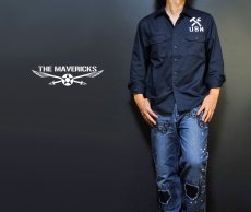 画像4: THE MAVERICKS 長袖 ワークシャツ 米海軍 REPAIR BASE モデル 紺 ネイビー (4)
