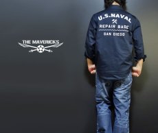 画像5: THE MAVERICKS 長袖 ワークシャツ 米海軍 REPAIR BASE モデル 紺 ネイビー (5)