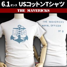 画像1: THE MAVERICKS ミリタリー Tシャツ 米海軍 USN 錨マーク モデル / ホワイト 白 (1)