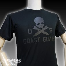 画像5: 水陸両用 ラッシュガード にも使える メンズ 半袖 ドライ Tシャツ U.S.CoastGuard アメリカ沿岸警備隊 スカル ミリタリー / 黒 ブラック (5)