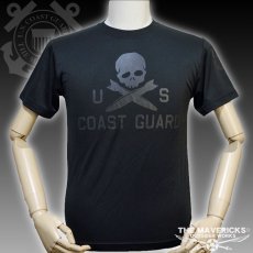 画像4: 水陸両用 ラッシュガード にも使える メンズ 半袖 ドライ Tシャツ U.S.CoastGuard アメリカ沿岸警備隊 スカル ミリタリー / 黒 ブラック (4)