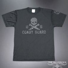 画像3: 水陸両用 ラッシュガード にも使える メンズ 半袖 ドライ Tシャツ U.S.CoastGuard アメリカ沿岸警備隊 スカル ミリタリー / 黒 ブラック (3)