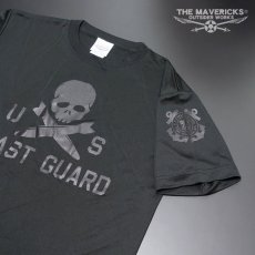 画像2: 水陸両用 ラッシュガード にも使える メンズ 半袖 ドライ Tシャツ U.S.CoastGuard アメリカ沿岸警備隊 スカル ミリタリー / 黒 ブラック (2)