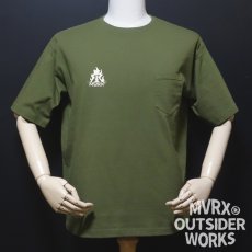 画像2: MVRX ポケット付き ビッグシルエット Tシャツ CAMP GEAR モデル キャンプ Tシャツ オリーブ (2)