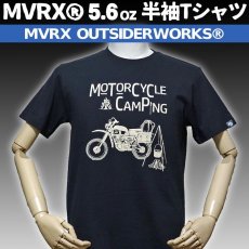 画像1: MVRX 半袖 Ｔシャツ MOTO CAMP モデル バイク キャンプ プリント 黒 ブラック (1)