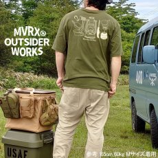 画像8: MVRX ポケット付き ビッグシルエット Tシャツ CAMP GEAR モデル キャンプ Tシャツ オリーブ (8)