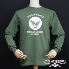 画像3: ミリタリー 長袖 ロング Tシャツ USAF エアフォース THE MAVERICKS / グリーン (3)