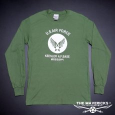 画像5: ミリタリー 長袖 ロング Tシャツ USAF エアフォース THE MAVERICKS / グリーン (5)
