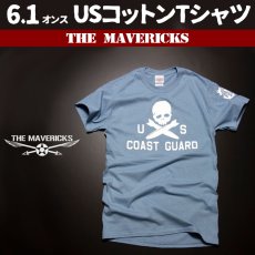 画像1: THE MAVERICKS ミリタリーTシャツ 半袖 U.S.CoastGuard アメリカ沿岸警備隊 スカル / ブルーグレー (1)