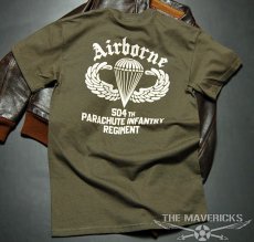 画像7: ミリタリーTシャツ 半袖 AIRBORNE エアボーン パラシュート部隊 オリーブドラブ (7)