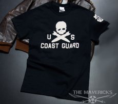 画像4: ミリタリーTシャツ 半袖 U.S.CoastGuard アメリカ沿岸警備隊 スカル / ブラック 黒 (4)
