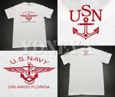 画像6: ミリタリー 半袖 Tシャツ US NAVY 米海軍 錨マーク MAVERICKS / ホワイト ボルドー (6)