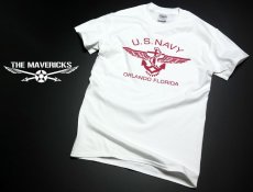画像3: ミリタリー 半袖 Tシャツ US NAVY 米海軍 錨マーク MAVERICKS / ホワイト ボルドー (3)