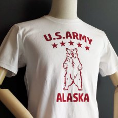 画像4: 極厚 スーパーヘビーウェイト ミリタリー Tシャツ 米陸軍アラスカ US.ARMY 白 ホワイト 赤 (4)