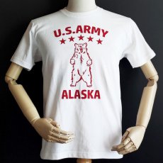 画像6: 極厚 スーパーヘビーウェイト ミリタリー Tシャツ 米陸軍アラスカ US.ARMY 白 ホワイト 赤 (6)