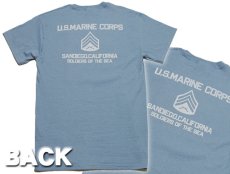 画像6: ジャンク品 Tシャツ ミリタリー USMC 米海兵隊 マリンモデル MAVERICKS / 水色 ブルー L (6)