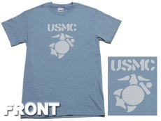 画像5: ジャンク品 Tシャツ ミリタリー USMC 米海兵隊 マリンモデル MAVERICKS / 水色 ブルー L (5)