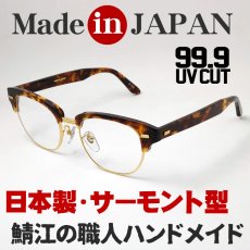 画像2: 日本製 眼鏡 セルフレーム 鯖江 職人ハンドメイド サーモント型 べっ甲柄 (2)