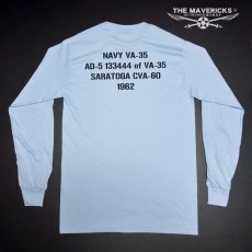 画像5: ミリタリー 長袖 Tシャツ メンズ MAVEVICKS ブランド 綿 米海軍 SeaBees 蜂 ライトブルー 水色 (5)