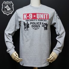 画像8: 長袖Tシャツ メンズ 綿100% MAVEVICKS ブランド K9-UNIT 警察犬部隊 杢グレー (8)